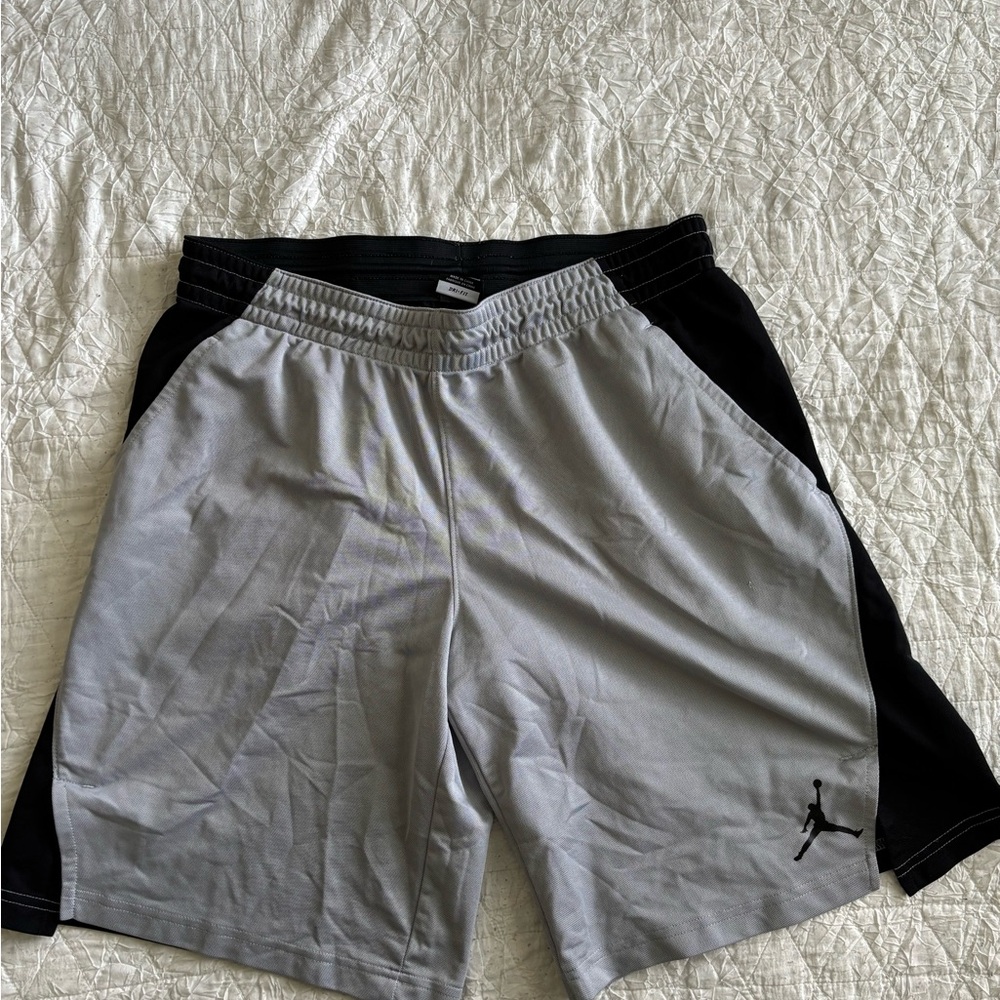 Jordan Gray and Black Athletic Shorts with Elastic Waistband
